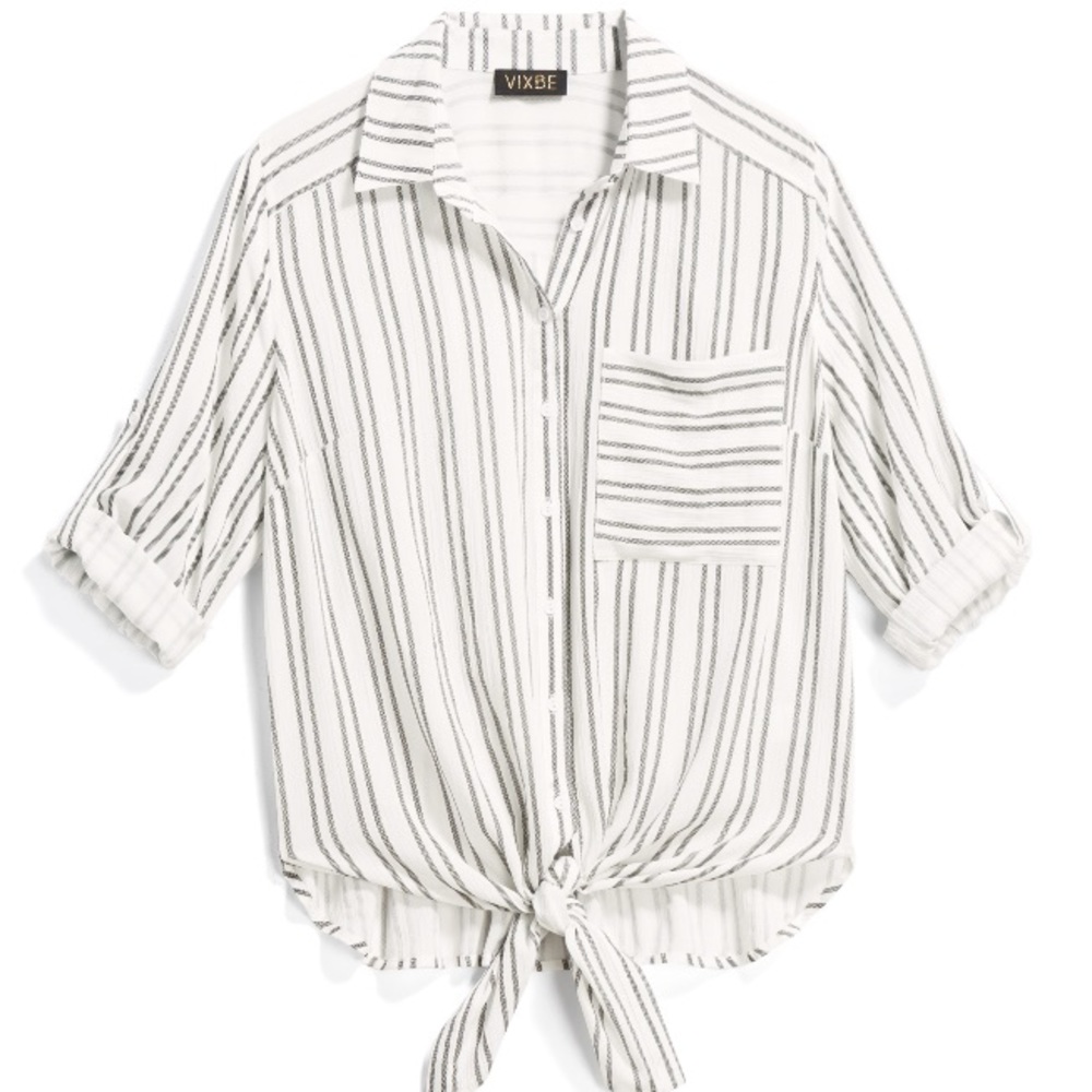 White and grey blouse